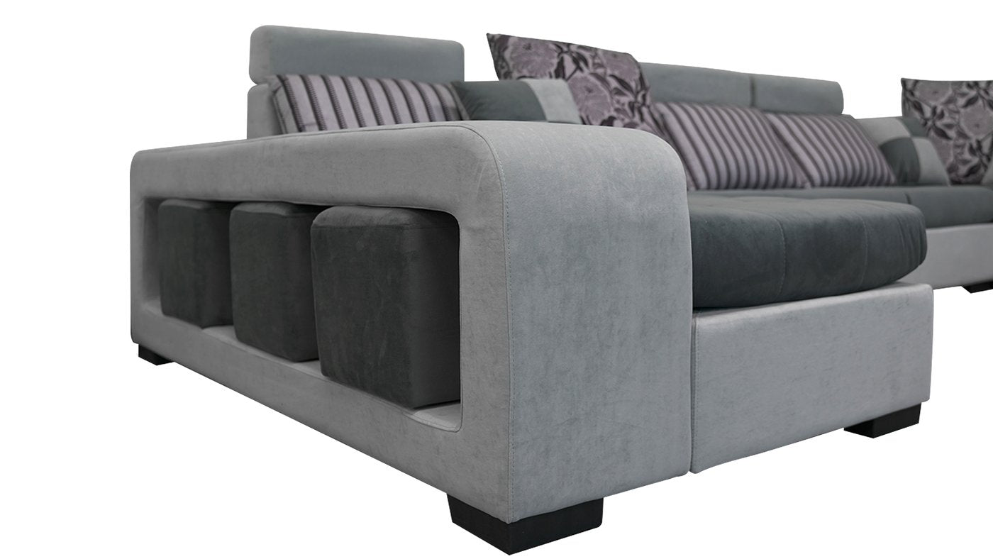 Draco Dark Grey & Light Grey Sectional With Left Hand Facing Chaise