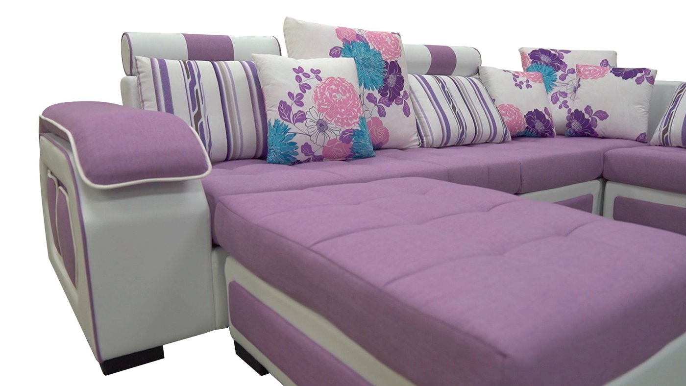 Orion Purple & White Modular Tufted Sectional