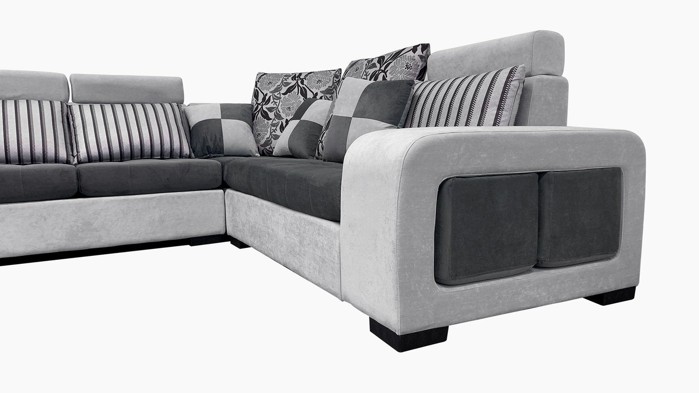 Draco Dark Grey & Light Grey Sectional With Left Hand Facing Chaise