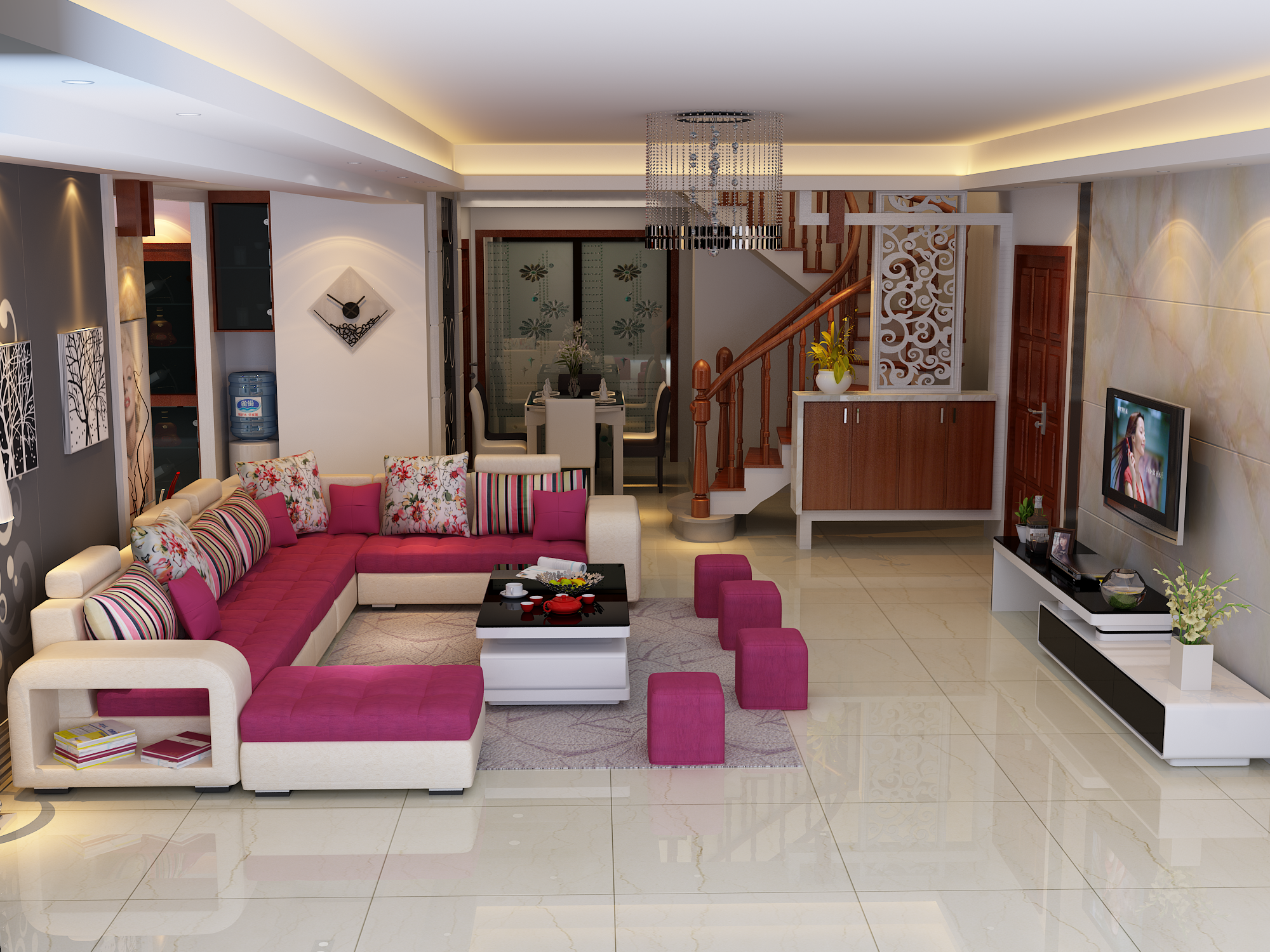 Red online tufted sectional