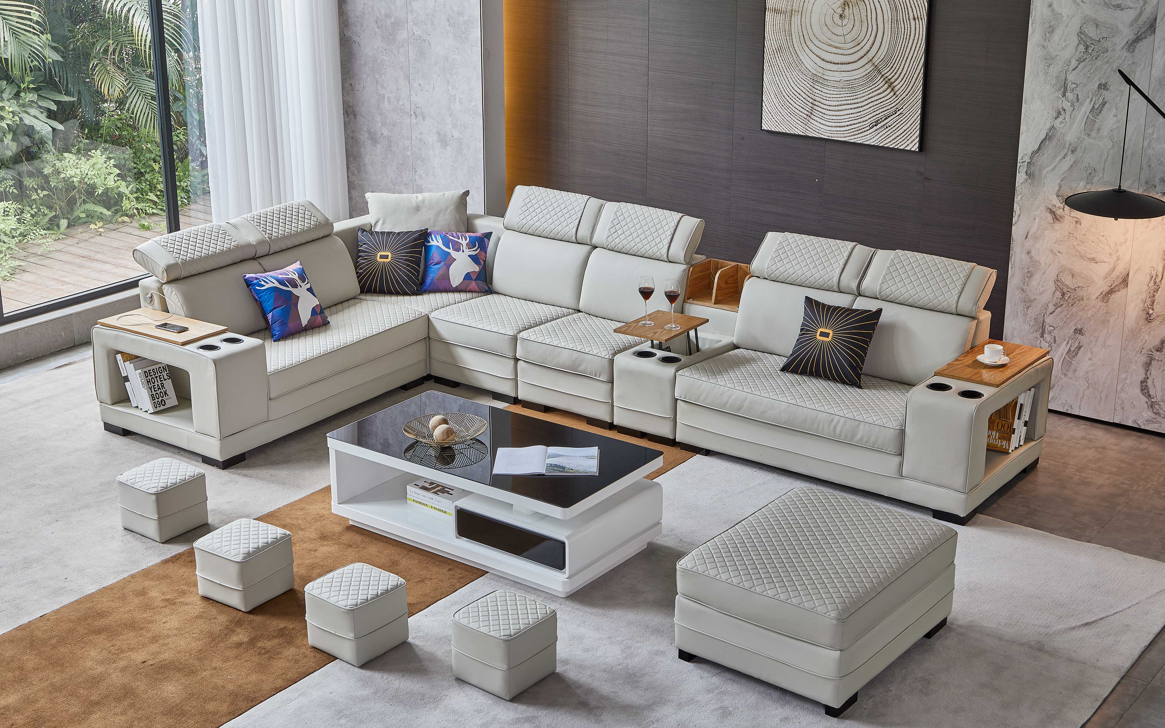 Apus Off-White Modular Tufted Sectional