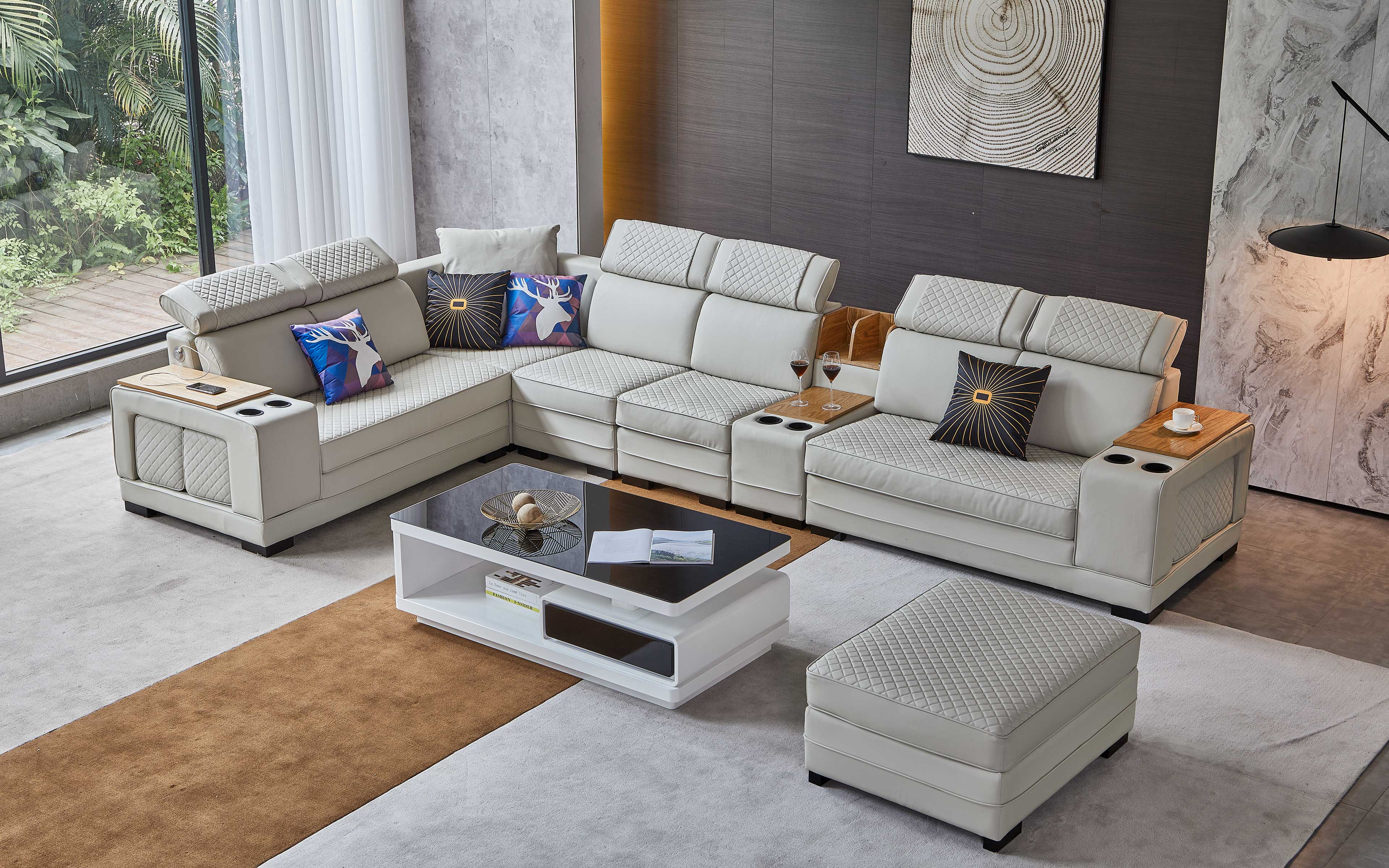 Apus Off-White Modular Tufted Sectional