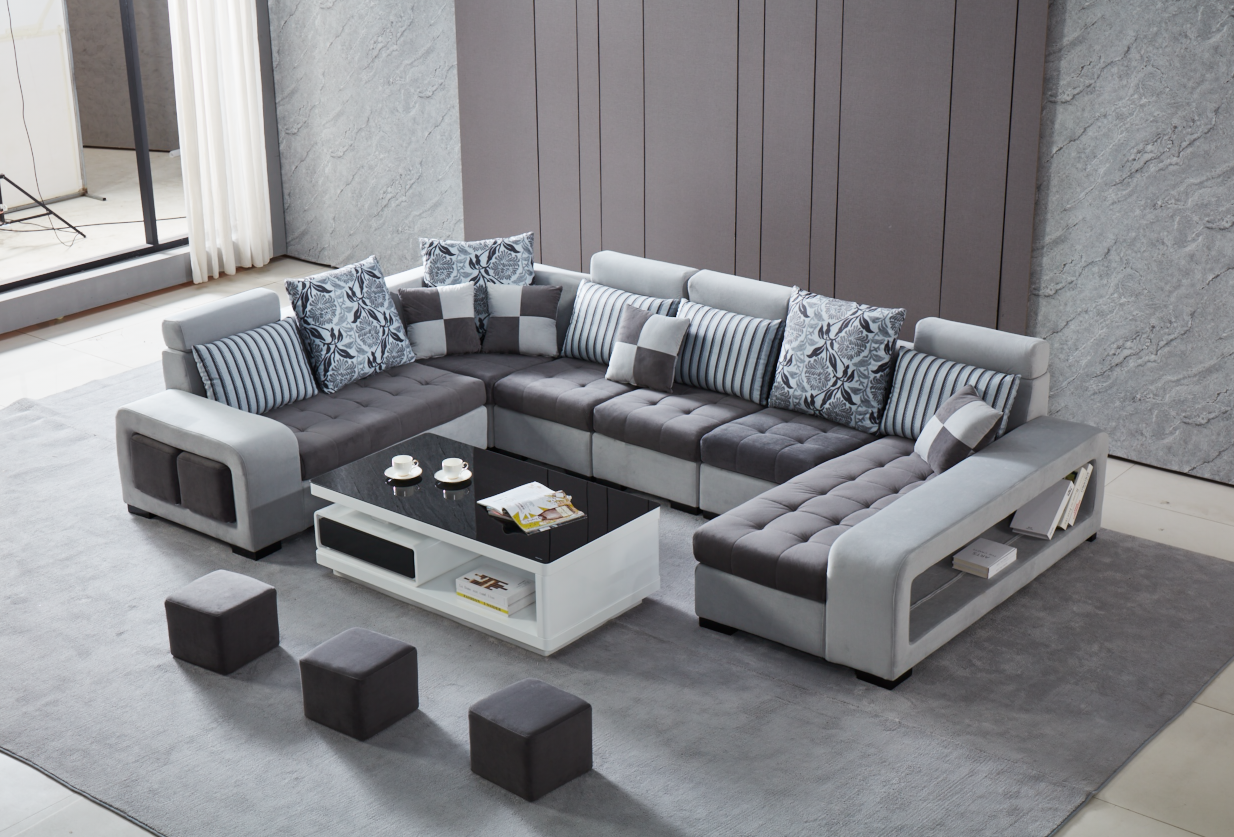 Draco Dark Grey & Light Grey Sectional With Right Hand Facing Chaise