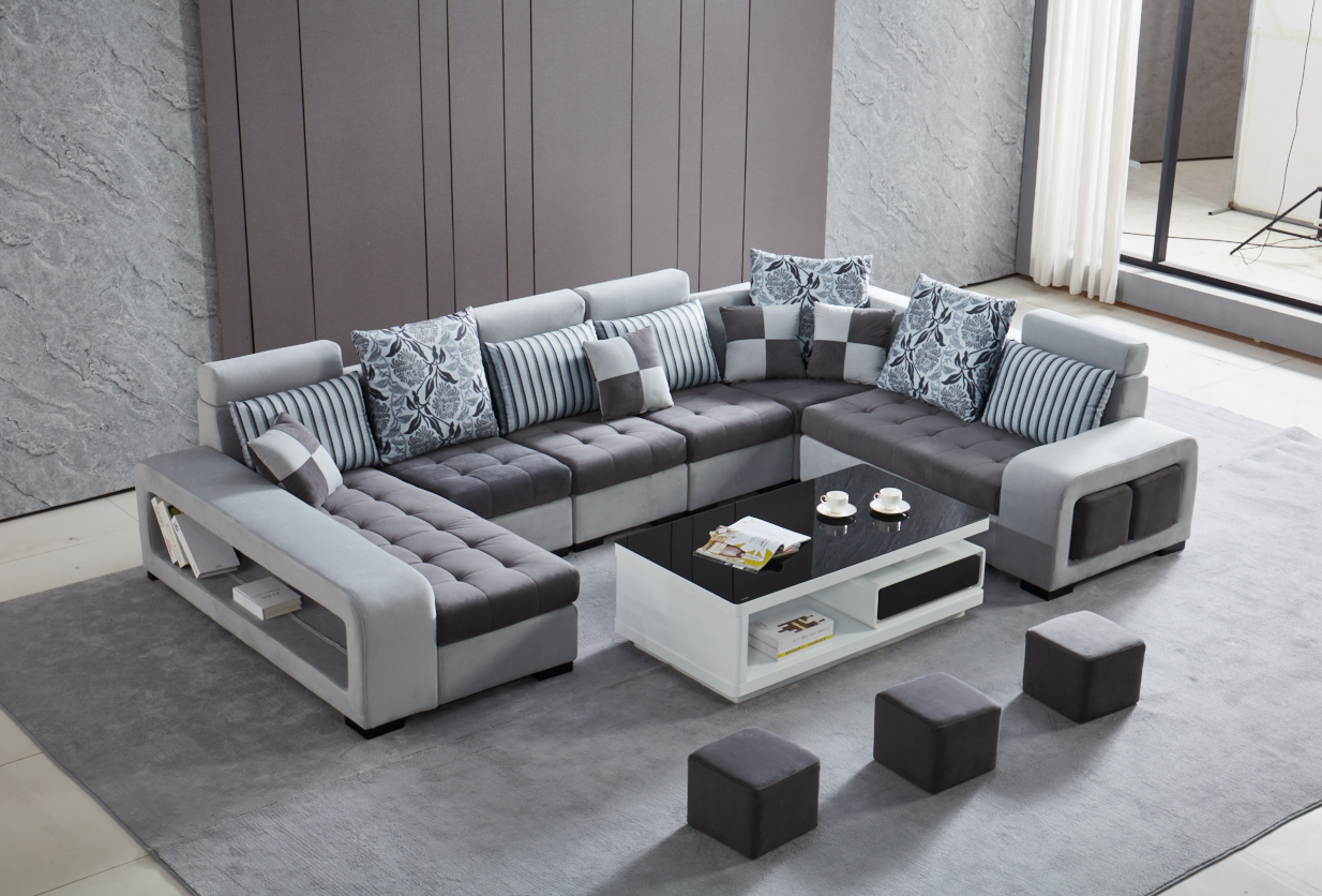 [Daily Deal] Draco Dark Grey & Light Grey Sectional With Left Hand Facing Chaise