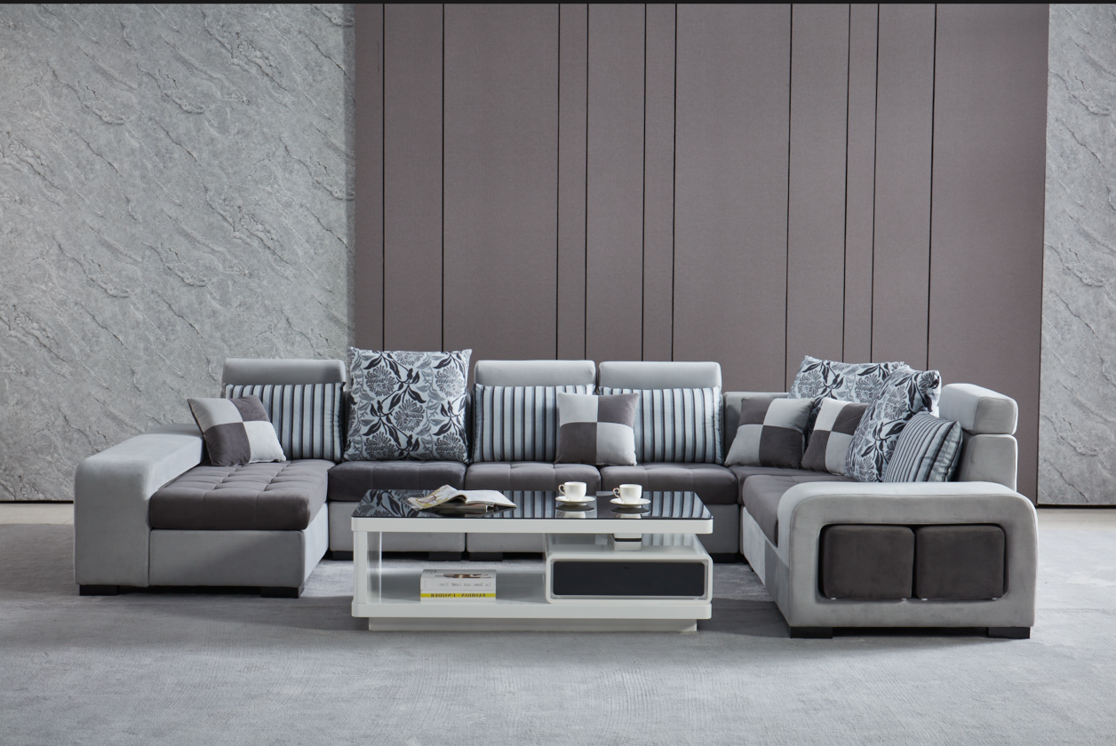 [Daily Deal] Draco Dark Grey & Light Grey Sectional With Left Hand Facing Chaise