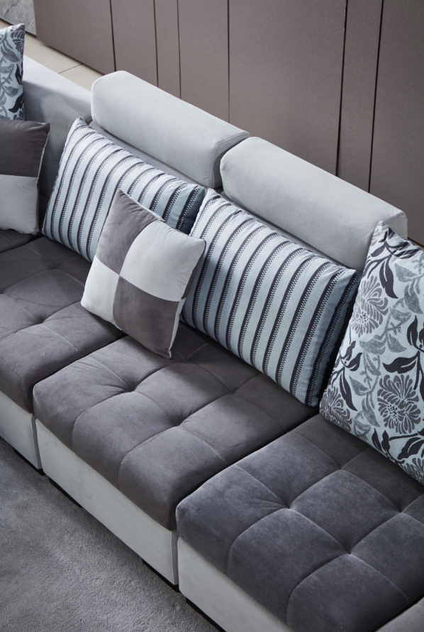 [Daily Deal] Draco Dark Grey & Light Grey Sectional With Right Hand Facing Chaise